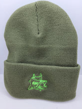 Load image into Gallery viewer, Olive Embroidered Beanie - Green Logo
