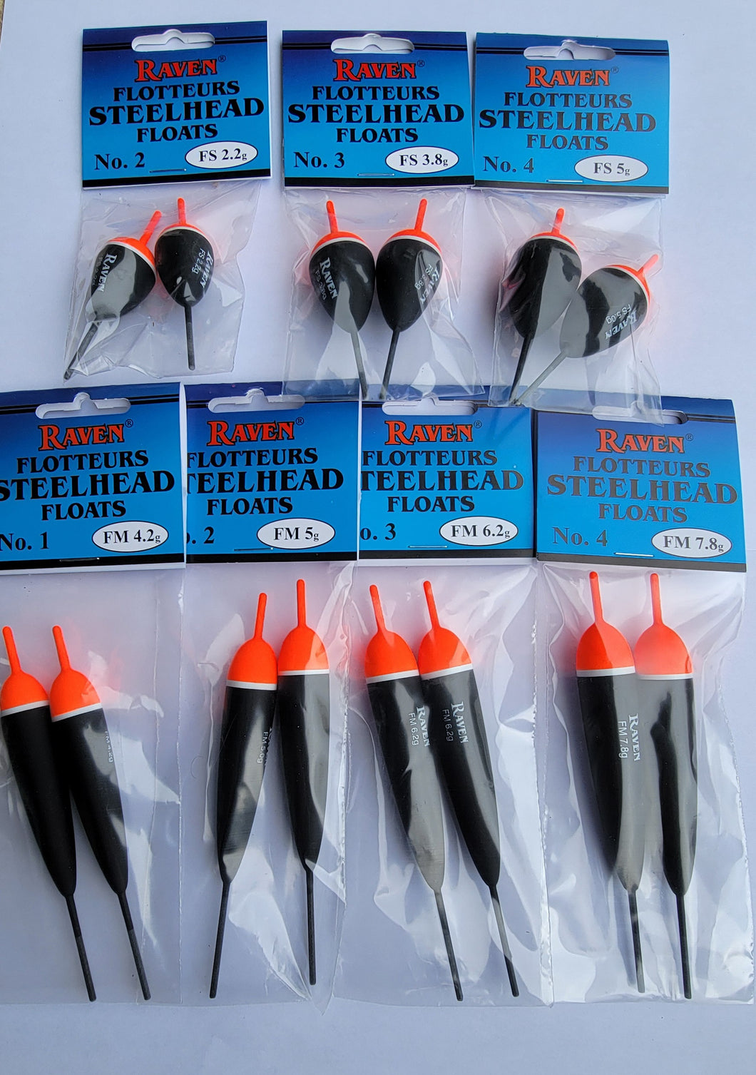 Raven Floats 2 pieces per pack- 2.2 - 7.8 gram